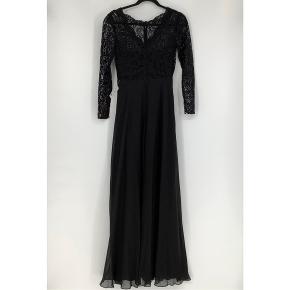 NEW! Dessy Collection Size 4 Illusion-Back Lace Chiffon Dress $292 msrp I23-17 - Picture 4 of 10